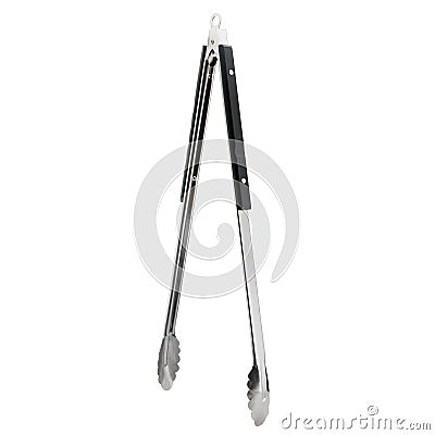 Isolated metal barbecue tongs Stock Photo