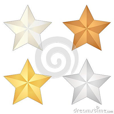 Isolated Metal Star Vector Set Vector Illustration