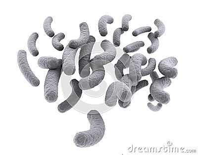 Isolated microscopic image of bacteria on white Stock Photo