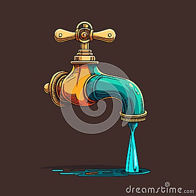 isolated minimalist metallic faucet Vector Illustration