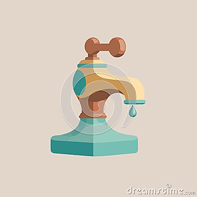 isolated minimalist metallic faucet Vector Illustration
