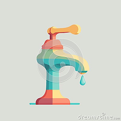 isolated minimalist metallic faucet Vector Illustration