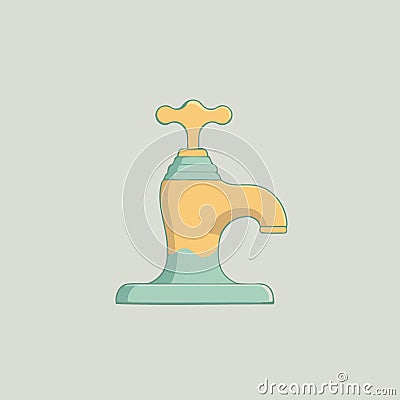 isolated minimalist metallic faucet Vector Illustration