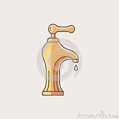 isolated minimalist metallic faucet Vector Illustration