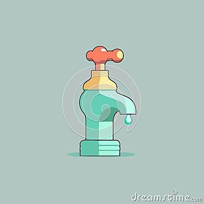 isolated minimalist metallic faucet Vector Illustration