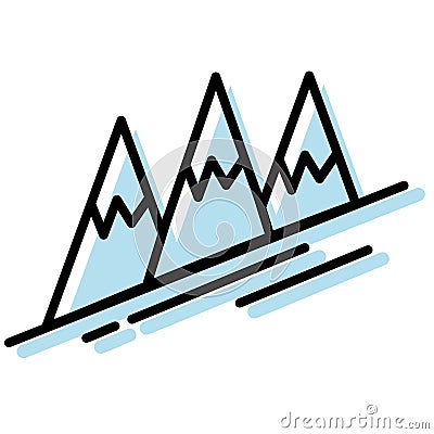 Isolated monochrome winter snow mountains icon Vector Vector Illustration