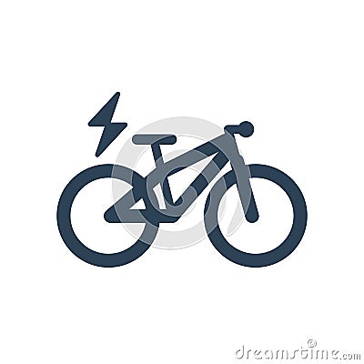 Isolated Mountain Electric Bike Linear Vector Icon Vector Illustration