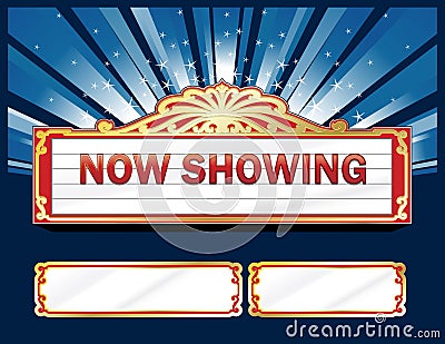 Isolated Movie Marquee with secondary panel designs Vector Illustration