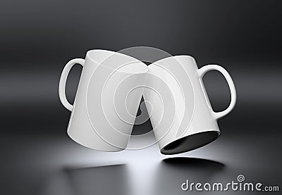 Isolated mug mockup on white. Blank coffee cup template. 3D rendering Stock Photo