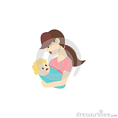 Isolated Nanny Flat Icon. Child Vector Element Can Be Used For Child, Nanny, Mother Design Concept. Vector Illustration