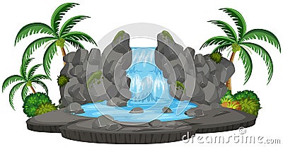 An isolated nature waterfall Vector Illustration