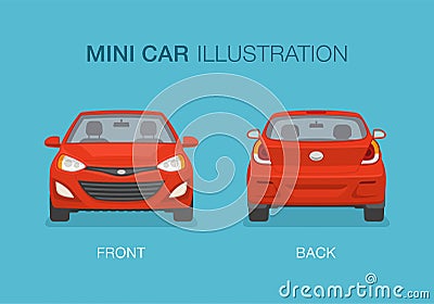 Isolated new modern mini car. Front and back view. Vector Illustration