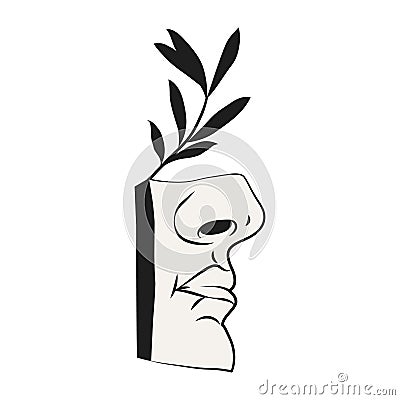 Isolated nose and lips of greek sculpture. Vector Vector Illustration