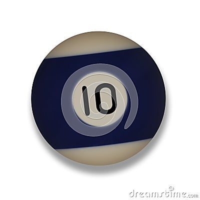 Isolated number 10 blue pool ball, with drop shadow Stock Photo