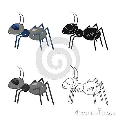 Isolated object of ant and android symbol. Collection of ant and robotic stock symbol for web. Vector Illustration