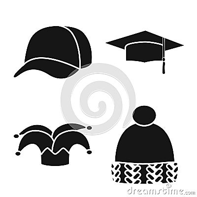 Isolated object of beanie and beret symbol. Collection of beanie and napper stock vector illustration. Vector Illustration