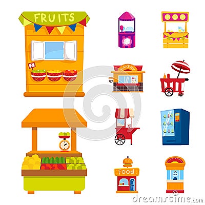 Isolated object of and booth icon. Collection of and vending stock symbol for web. Vector Illustration