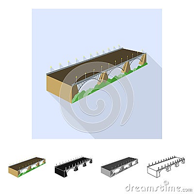 Isolated object of bridge and building icon. Set of bridge and autobahn stock vector illustration. Vector Illustration