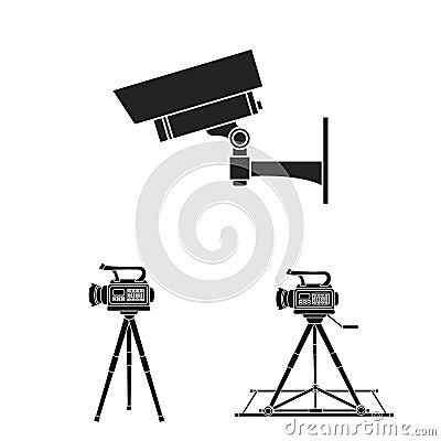 Isolated object of camcorder and camera symbol. Collection of camcorder and dashboard stock vector illustration. Vector Illustration