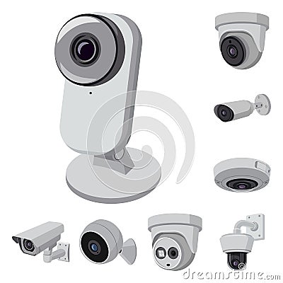 Isolated object of cctv and camera icon. Collection of cctv and system stock symbol for web. Vector Illustration