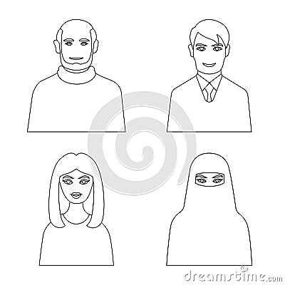 Isolated object of character and avatar logo. Set of character and person stock symbol for web. Vector Illustration