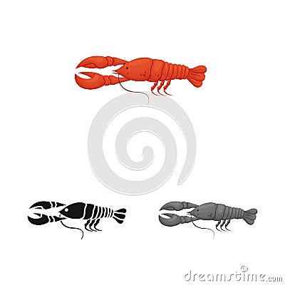 Vector illustration of crayfish and lobster sign. Collection of crayfish and boiled stock symbol for web. Vector Illustration