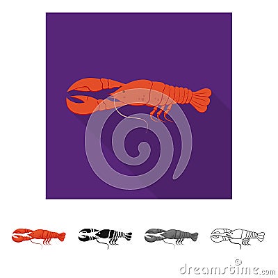 Isolated object of crayfish and lobster symbol. Collection of crayfish and boiled vector icon for stock. Vector Illustration