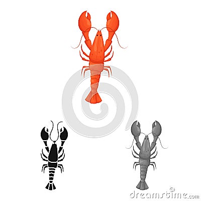 Vector illustration of crayfish and lobster icon. Collection of crayfish and boiled vector icon for stock. Vector Illustration