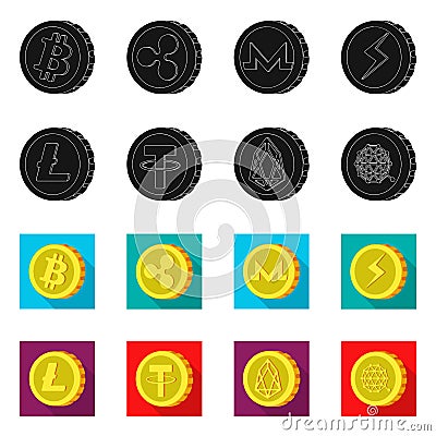 Vector illustration of cryptocurrency and coin logo. Collection of cryptocurrency and crypto stock vector illustration. Vector Illustration