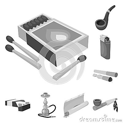 Vector illustration of equipment and smoking sign. Collection of equipment and harm vector icon for stock. Vector Illustration