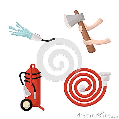 Isolated object of firefighters and fire icon. Set of firefighters and equipment stock vector illustration. Vector Illustration