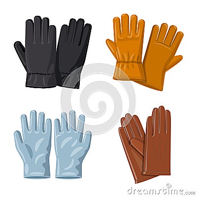 Vector illustration of glove and winter logo. Set of glove and equipment stock symbol for web. Vector Illustration