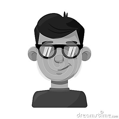 Isolated object of guy and contempt logo. Set of guy and glasses stock symbol for web. Vector Illustration