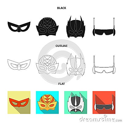 Isolated object of hero and mask sign. Set of hero and superhero stock vector illustration. Vector Illustration