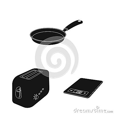 Vector illustration of kitchen and cook icon. Set of kitchen and appliance vector icon for stock. Vector Illustration