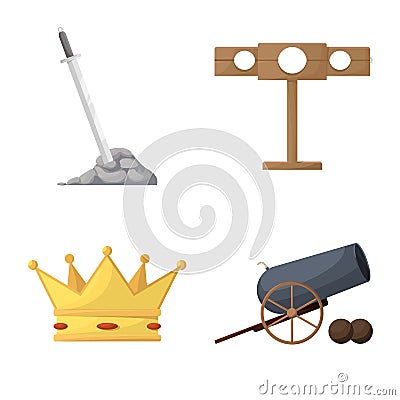 Isolated object of medieval and history sign. Set of medieval and tournament stock symbol for web. Vector Illustration