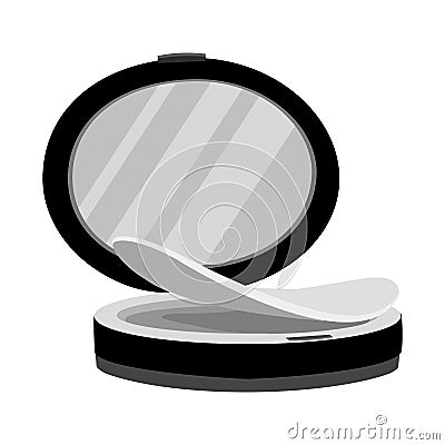 Isolated object of mirror and puff-box symbol. Web element of mirror and blusher stock symbol for web. Vector Illustration