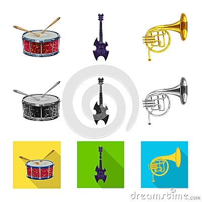 Isolated object of music and tune logo. Collection of music and tool stock symbol for web. Vector Illustration