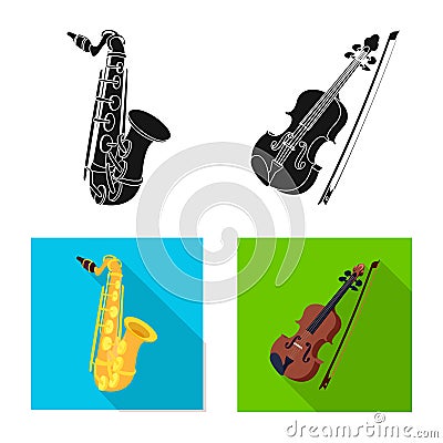 Vector illustration of music and tune sign. Set of music and tool stock vector illustration. Vector Illustration