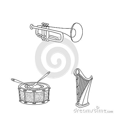 Isolated object of music and tune logo. Set of music and tool stock vector illustration. Vector Illustration