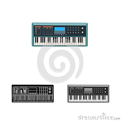 Isolated object of music and tune logo. Set of music and tool stock symbol for web. Vector Illustration