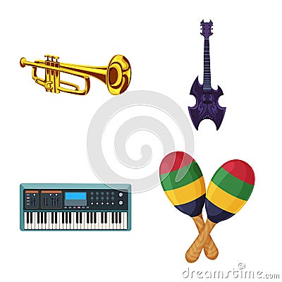 Vector illustration of music and tune symbol. Set of music and tool vector icon for stock. Vector Illustration