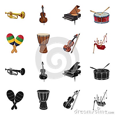 Isolated object of music and tune sign. Collection of music and tool stock vector illustration. Vector Illustration