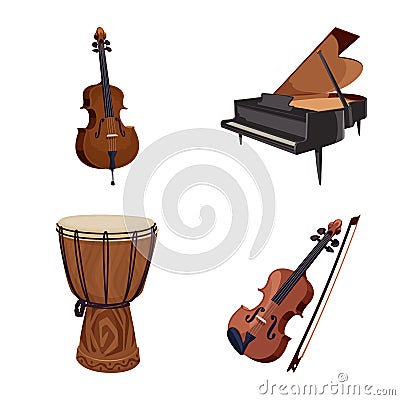 Isolated object of music and tune symbol. Collection of music and tool stock vector illustration. Vector Illustration