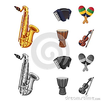 Isolated object of music and tune symbol. Set of music and tool vector icon for stock. Vector Illustration