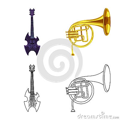 Vector illustration of music and tune icon. Collection of music and tool stock vector illustration. Vector Illustration