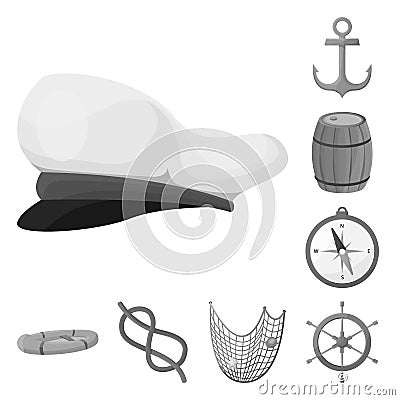 Isolated object of nautical and voyage symbol. Set of nautical and seafaring vector icon for stock. Vector Illustration