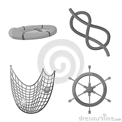 Isolated object of nautical and voyage symbol. Set of nautical and seafaring vector icon for stock. Vector Illustration