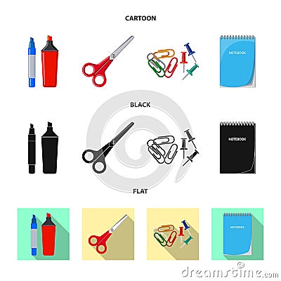 Isolated object of office and supply logo. Set of office and school stock symbol for web. Vector Illustration