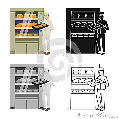 Isolated object of oven and confectioner icon. Set of oven and bread stock symbol for web. Vector Illustration